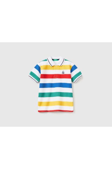 Erkek Çocuk Mix Logolu Çizgili Polo T-shirt resmi